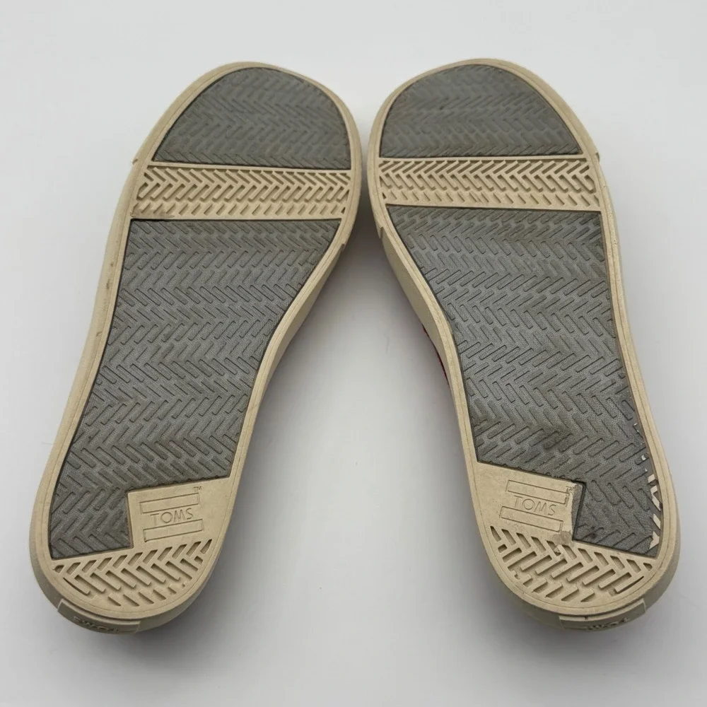 TOMS sz‎ 8.5 Red Canvas Espadrille Platform Slip On Shoes Women's Casual Comfort